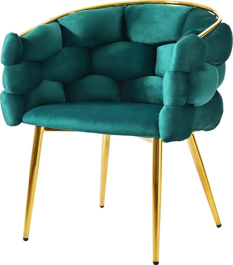Sweiko 1 set van Luxe Fluwelen Stoelen (Woonkamer stoel eetkamer stoel make-up stoel moderne mode stijl stoel) Vergulde ijzeren benen Groener stoel bubbel stoel