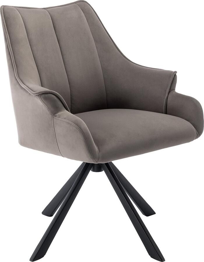 Sweiko Moderne Fluwelen Naadde Eetkamerstoel (1 pcs) kan 360°roteren met Armleuning Woonkamerstoelen Metalen Benen Fluwelen Zittingen Koffiekleur