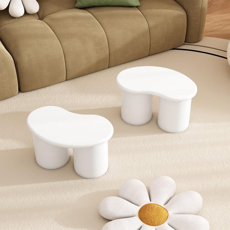 Sweiko Onregelmatige kruk Set van 2 16*42*24.5 cm Wolkenkruk Wit