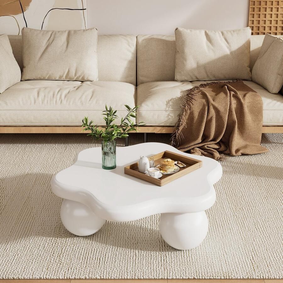 Sweiko Salontafel Minimalistisch ontwerp Schattig bloemvorm Wit