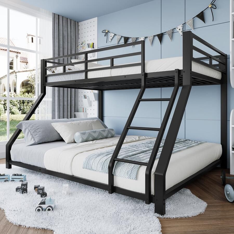 Sweiko Stapelbed 90*200 cm + 140*200 cm Metaal Zonder matras Zwart