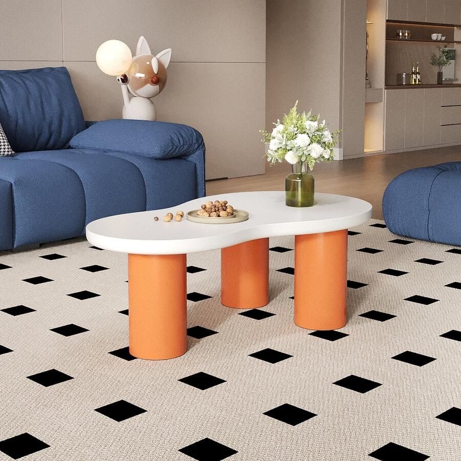 Sweiko Wolkvormige salontafel lengte 99 5 cm breedte 43~58 cm hoogte 35 5 cm gelakt MDF blad en PVC poten