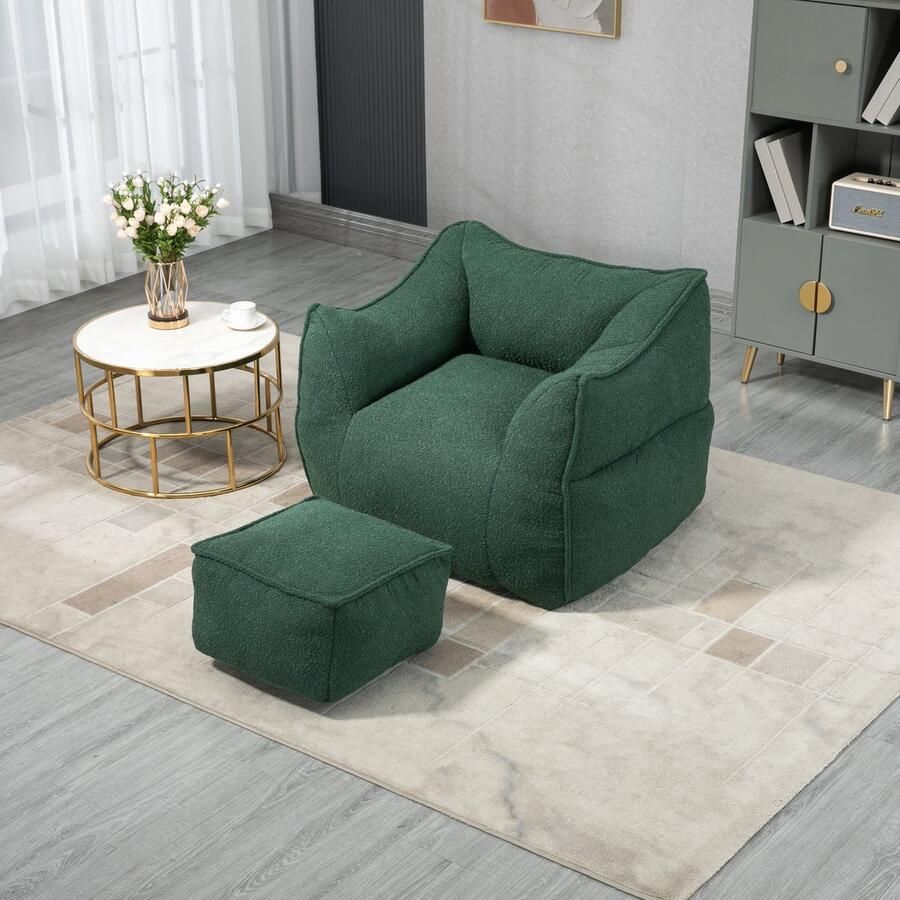 Sweiko Zitzak Bank Super Zachte luie Bank Gevuld met geheugenspons moderne functie met armleuning zitzak geschikt voor woonkamer en slaapkamer Smaragd
