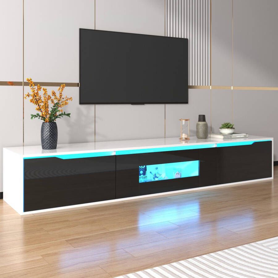 Sweiko TV-kast hoogglans TV-kast kleur passend bij zwart en wit met kleur veranderende LED-verlichting