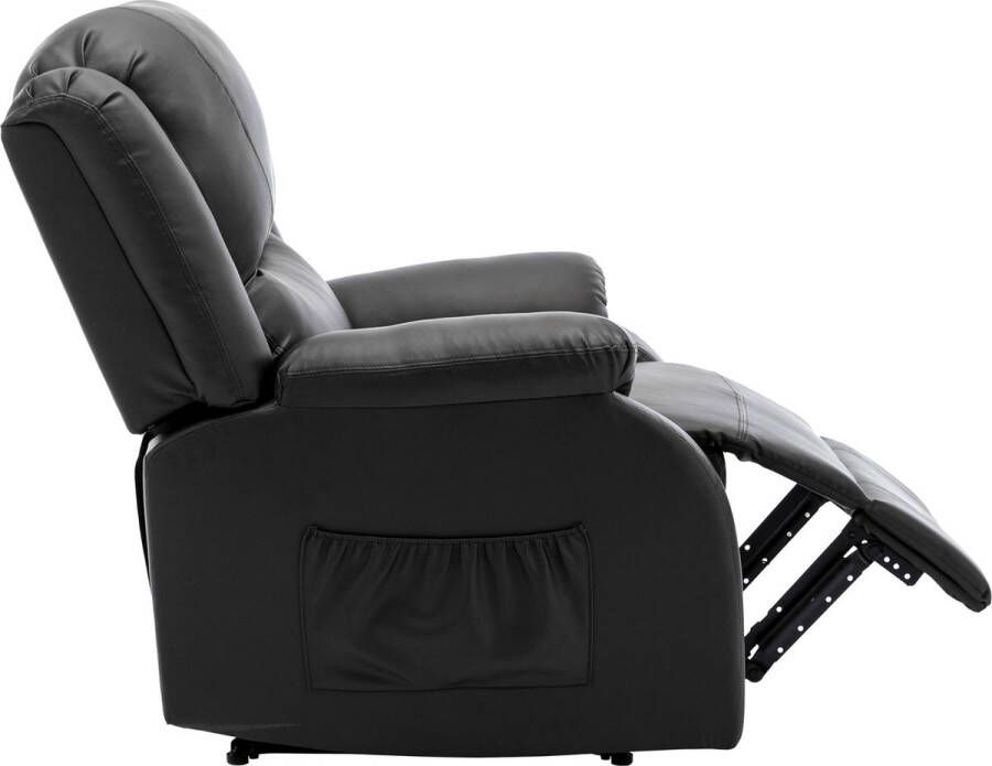 Sweiko Vrije tijd fauteuil woonkamer lounge stoel single person fauteuil tv fauteuil uittrekbare lounge stoel PU lederen fauteuil met zijzakken