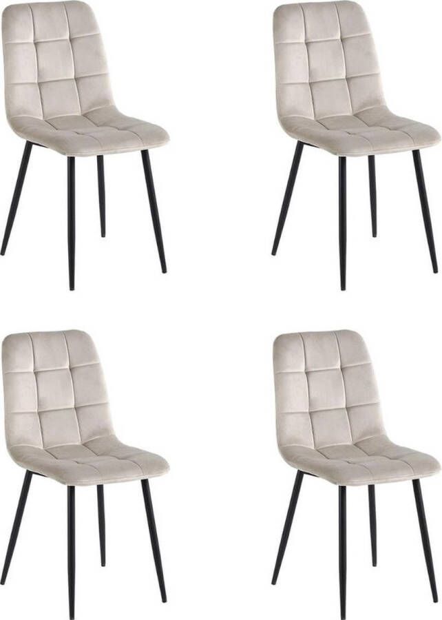 Swiss Homess Swiss Homes Ruby Velvet Eetkamerstoelen Beige Capuccino Set van 4 Fluweel Velvet stoel Eetkamerstoel Kuipstoel Woonkamerstoelen