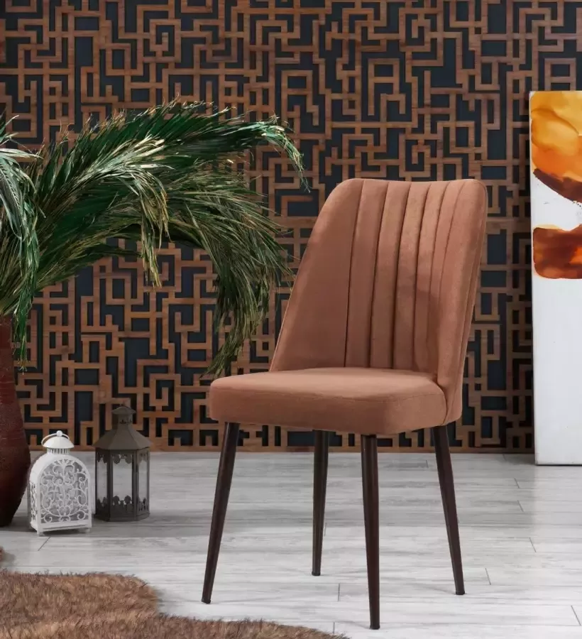 Swiss Homess Swiss Homes Velvet Eetkamerstoelen Beige Set van 4 Beige Fluweel Velvet stoel Kuipstoel Eetkamerstoelen Woonkamerstoelen