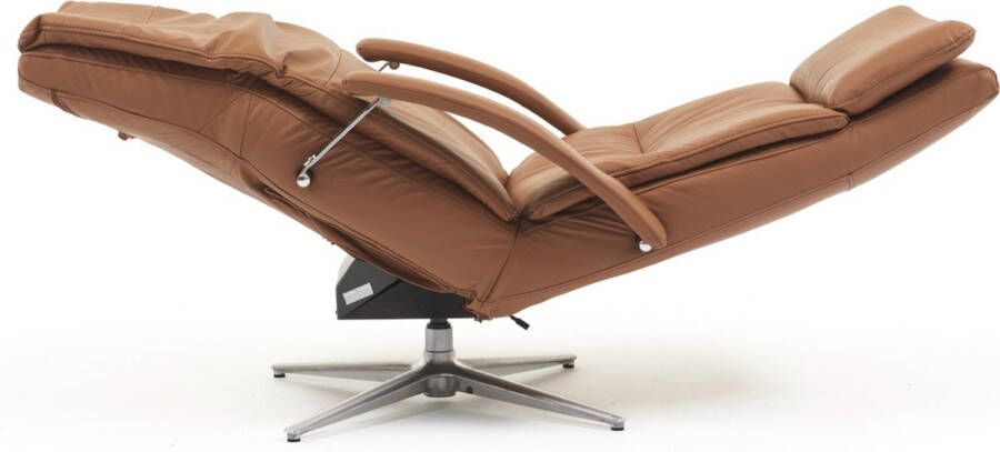 Swiss Relax Zero Gravity Relaxstoel cognac leder draaibaar elektrisch met zero gravity relaxfunctie