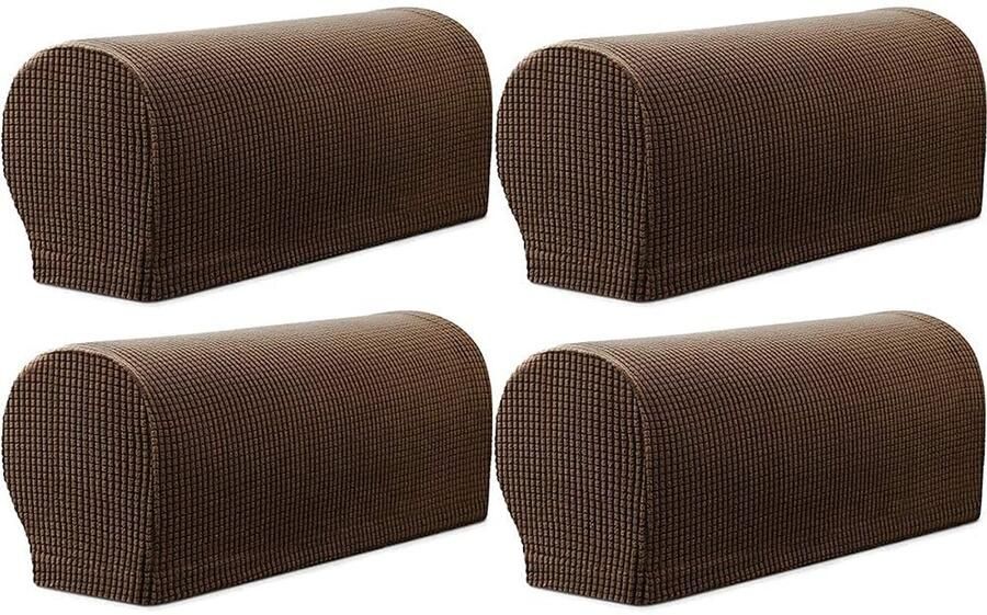 Sxspace armleuninghoezen bankset van 4 stretch fauteuil bank antislip meubelbeschermer beschermhoezen voor stoel bank banken ligstoel (koffie)