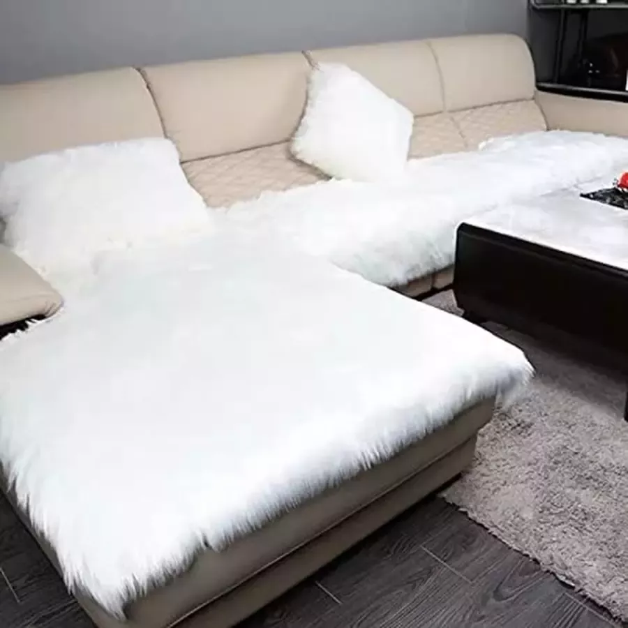 SXYHKJ Imitatieschapenvacht langharig om voor bank of bed te leggen 60 x 90 cm wit