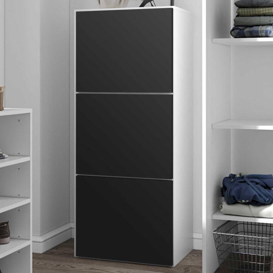 Symbiosis schoenenkast Narup wit zwart 118 7x50x33 1 cm Leen Bakker