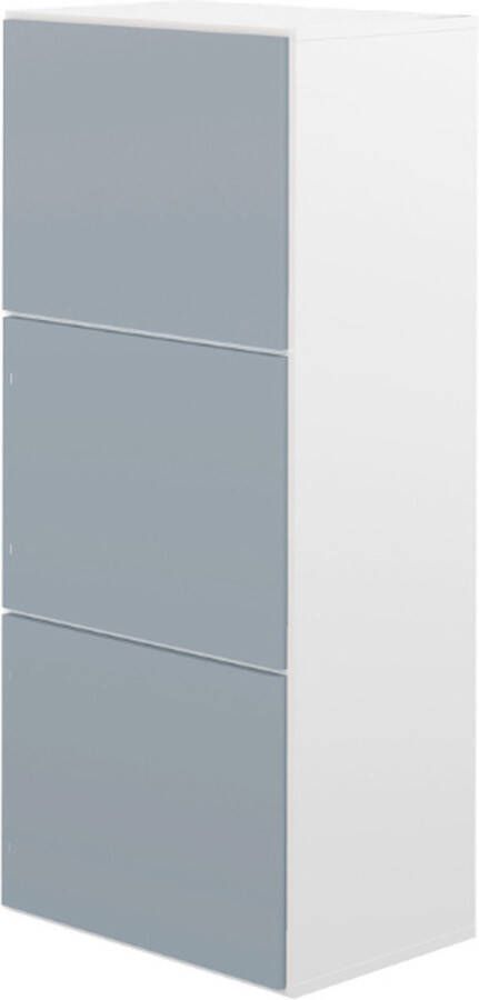 Symbiosis EMOB Schoenenkast Baylinn 3 draaideuren en 5 legplanken-celadon grijs wit Halkasten Grijs Melamine; Spaanplaat Halkasten Op voorraad - Foto 2