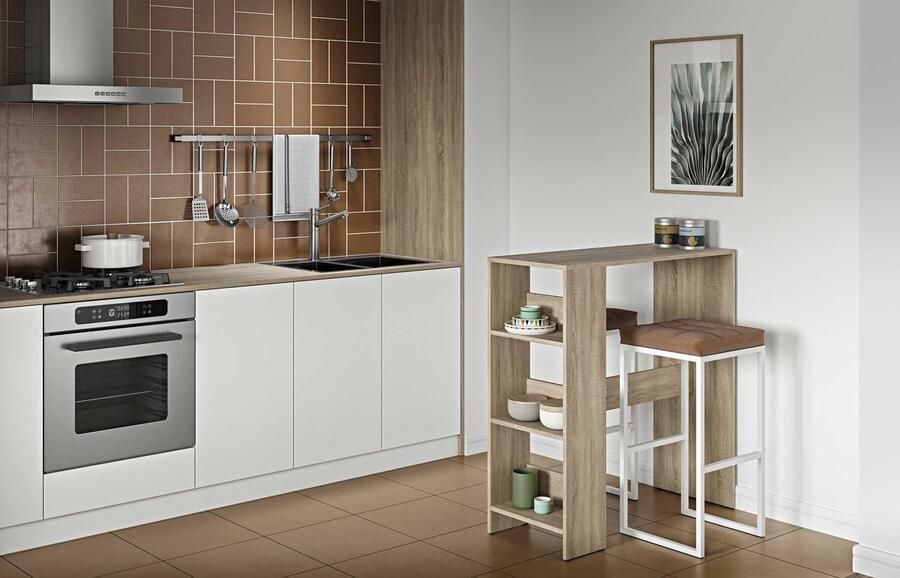 Symbiosis EMOB Bartafel Carnilla 94x40 met opbergruimte eik Tafels outlet Bruin Spaanplaat Tafels outlet Op voorraad - Foto 4