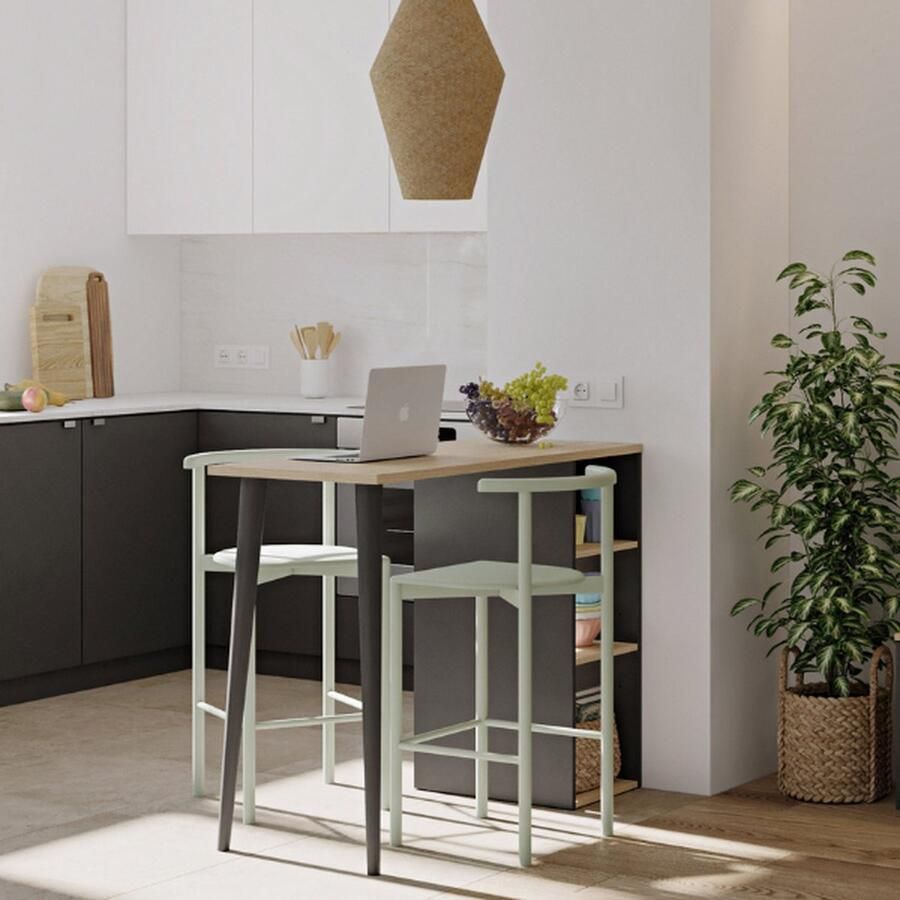 Symbiosis EMOB Bartafel Bernt 3 open vakken-Vicenza eik zwart Bartafels Zwart Melamine; Spaanplaat Bartafels Op voorraad