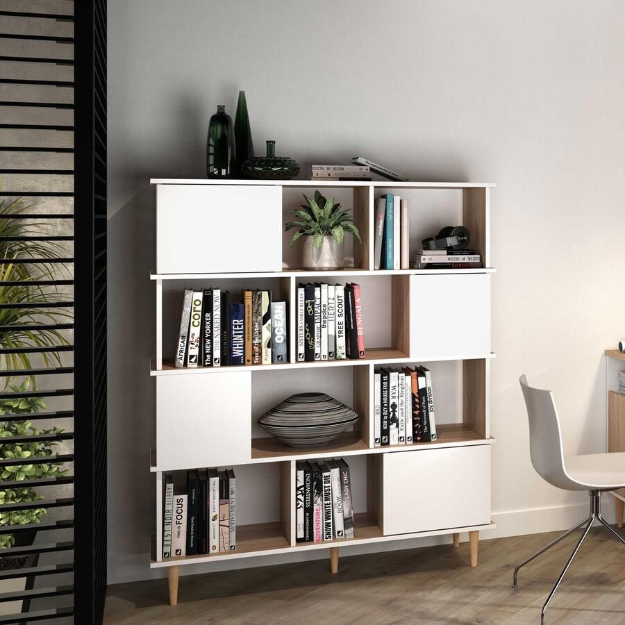 Symbiosis EMOB Boekenkast Nosk 119 6 x 40 x 147 cm Wit Kantoor outlet Wit Spaanplaat Kantoor outlet Op voorraad