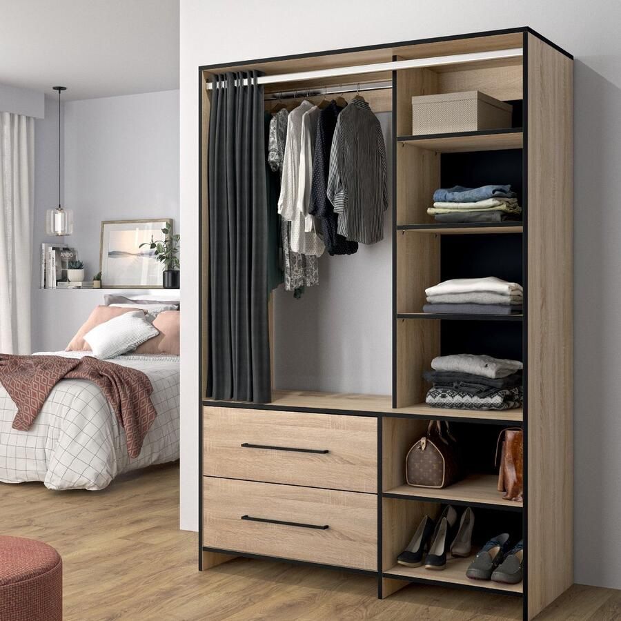 Symbiosis Kledingkast Jungo 122cm 2 lades eik zwart