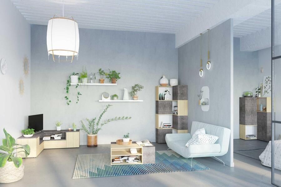 Symbiosis EMOB Salontafel Cleo beton eik Salontafels outlet Bruin; Grijs; Betonlook Spaanplaat Salontafels outlet Op voorraad