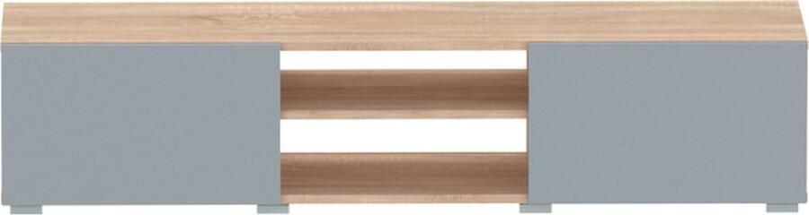 Symbiosis Tv-meubel Polka 140 cm 2 draaideuren 2 open vakken- eik celadon grijs - Foto 3