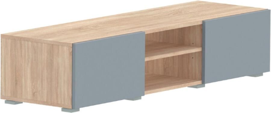 Symbiosis Tv-meubel Polka 140 cm 2 draaideuren 2 open vakken- eik celadon grijs - Foto 2