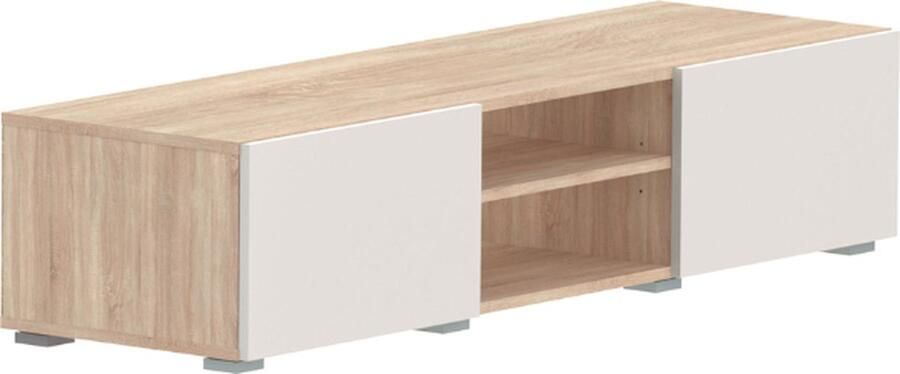 Symbiosis Tv-meubel Polka 140 cm 2 draaideuren 2 open vakken- eik lichtbeige - Foto 3