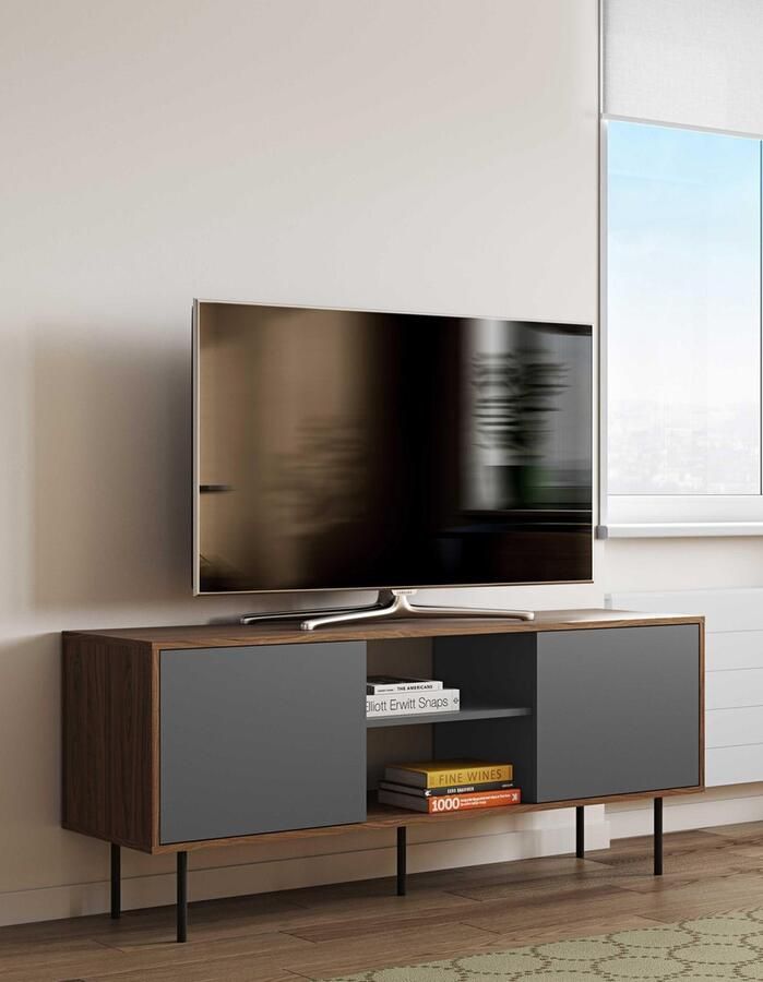 Symbiosis TV Meubel Tv-meubel Vibe 150 8 x 61 9 x 40 Walnut Grey 151cm Bruin - Foto 2
