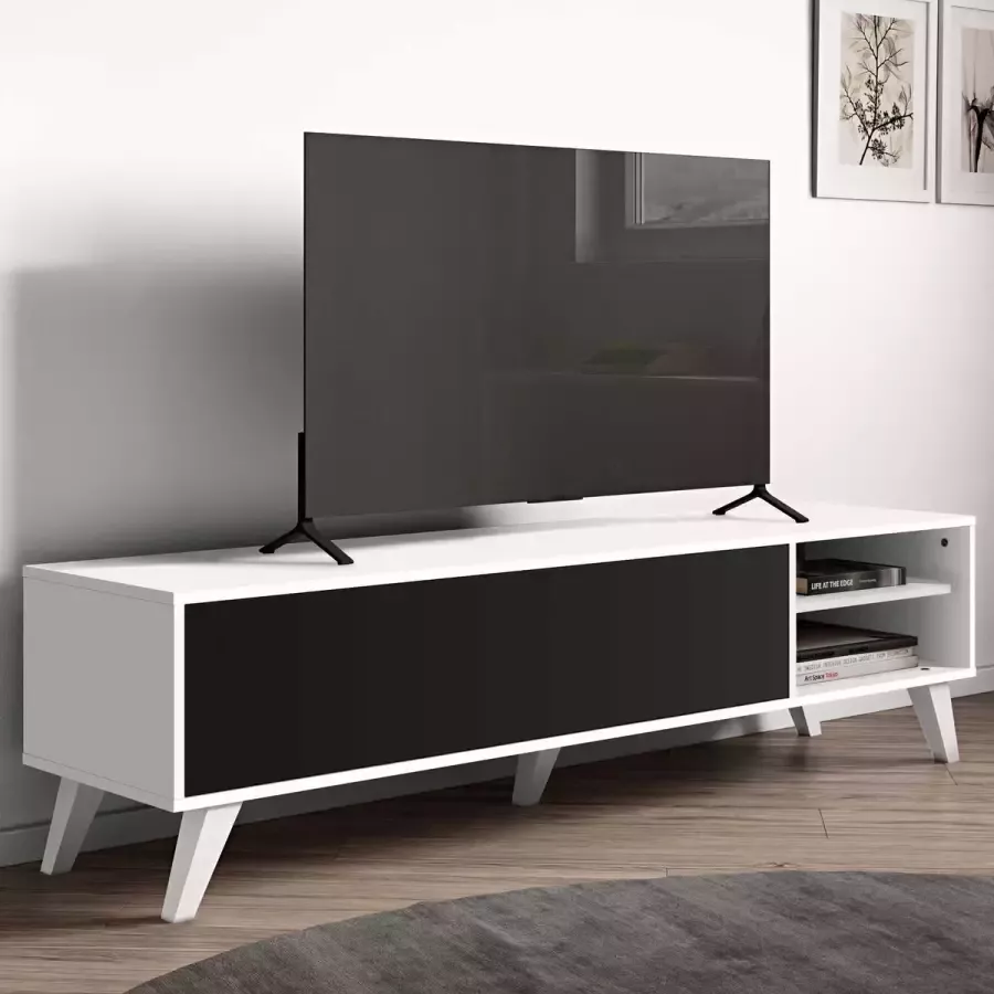 Symbiosis TV-meubel Heidal wit zwart 43 2x165x40 cm Leen Bakker