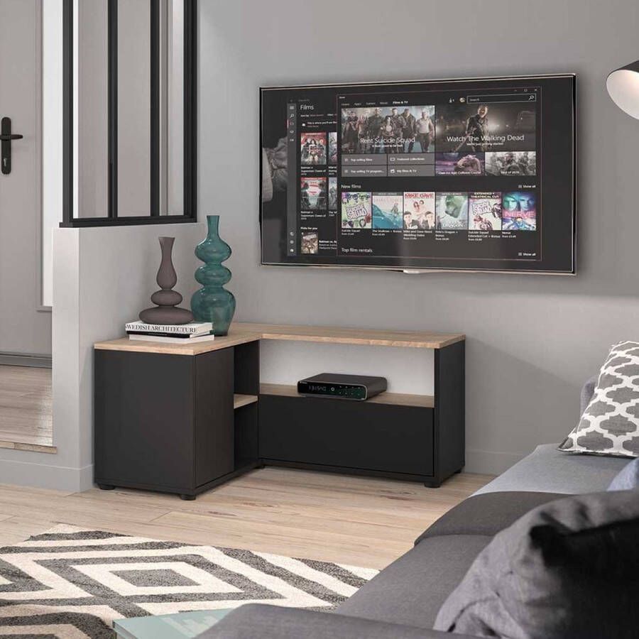 Symbiosis TV Meubel Tv-meubel Pilar x met 2 deuren 90cm Zwart