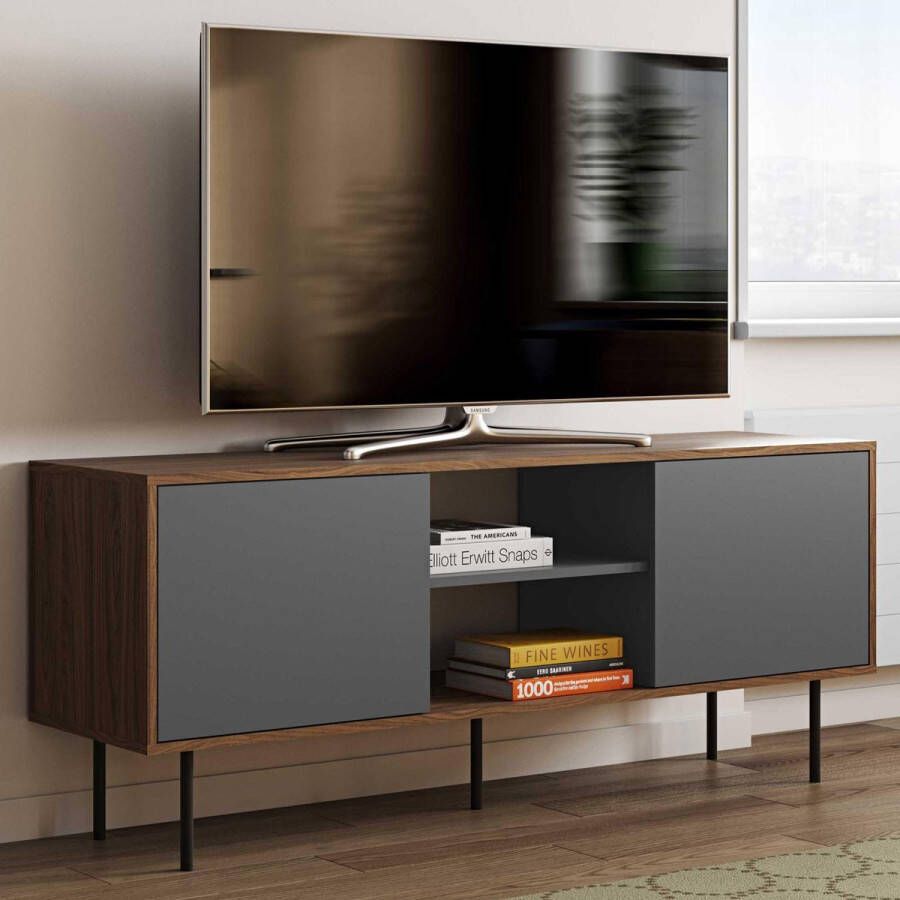 Symbiosis TV Meubel Tv-meubel Vibe 150 8 x 61 9 x 40 Walnut Grey 151cm Bruin