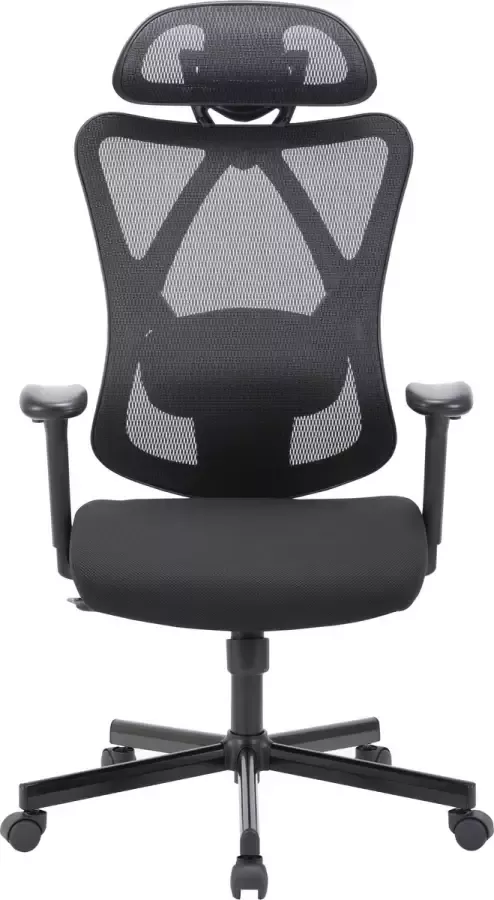Syno Ergonomische Bureaustoel voor volwassenen kind Hoofdsteun rugsteun en 3D armleuning Zwart