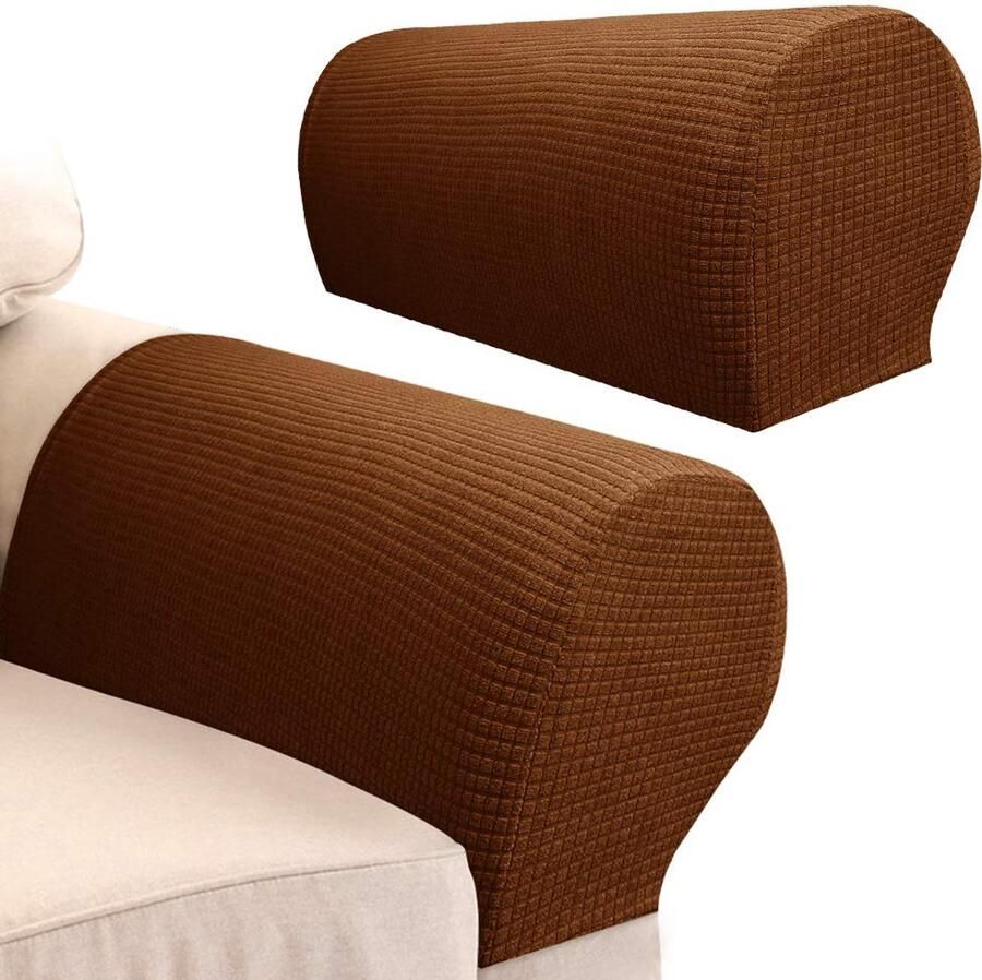 SYNYEY Beenle-Icey bankarmleuninghoezen 1 paar elastische armleuningbeschermers bankarmleuningbeschermers armleuningbeschermers voor fauteuils afneembare meubelbeschermingshoezen (lichtbruin)