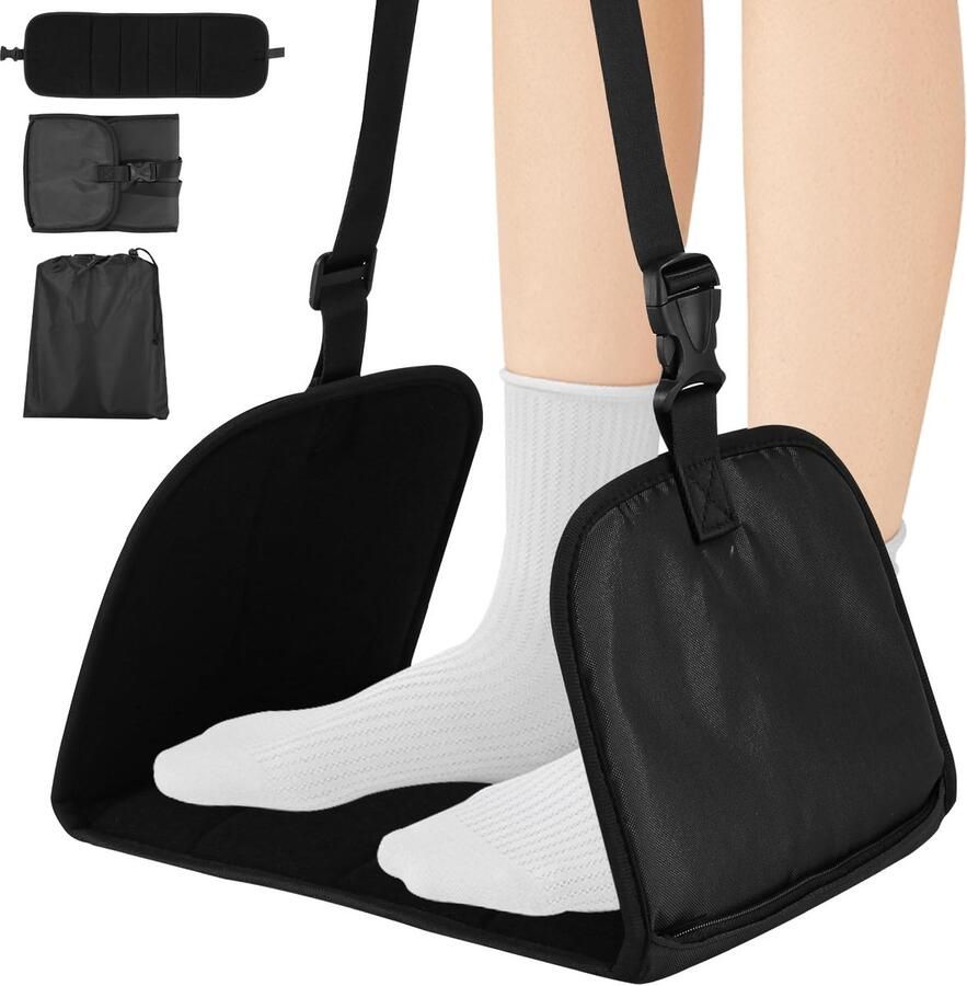Syvory Voetsteun van schuimrubber voor in een vliegtuig draagbare en verstelbare beensteun voor in een vliegtuig voetensteun van hoogwaardig traagschuim voetensteun voor ontspanning en comfort tijdens lange vluchten (groot)