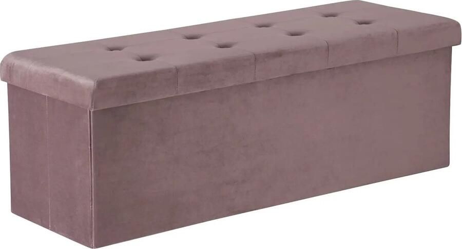 T&L Store Poef met Opbergruimte Speelgoedkist Opbergbank 118L Opbergcapaciteit Modern Pink Velvet 110 x 37.5 x 38cm