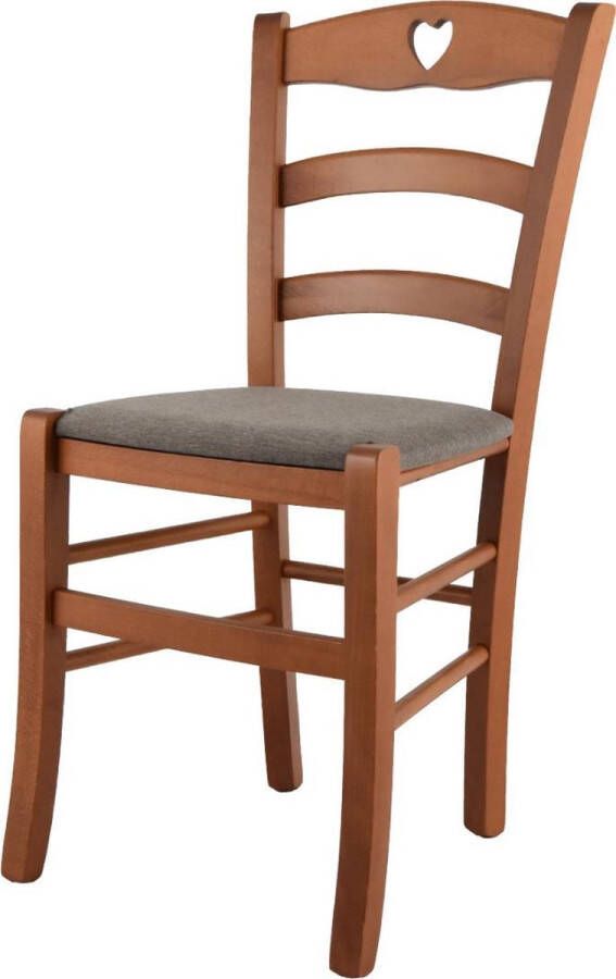 T m c s Tommychairs Cuore Eetkamerstoel 1 Stuk Kersenhout Stof - Foto 1