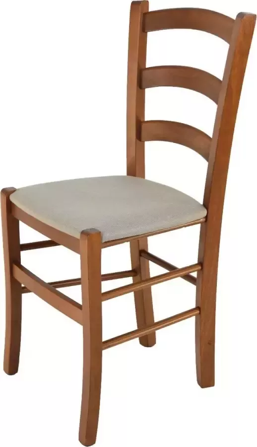 T m c s Tommychairs Venice Eetkamerstoel 1 Stuk Licht Walnoot & Licht Bruin Kunstleer & Hout