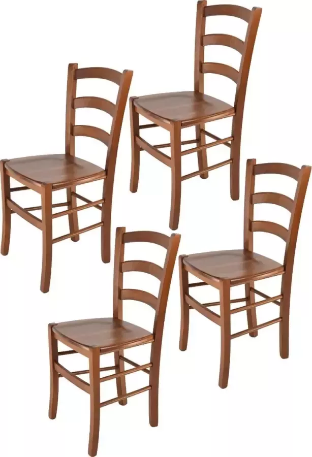 T m c s Tommychairs Venice Eetkamerstoelen Set van 4 Licht Walnoot Hout - Foto 1