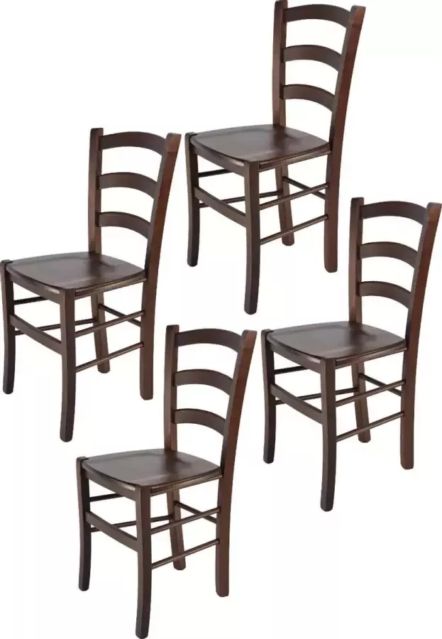 T m c s Tommychairs Venice Eetkamerstoelen Set van 4 Walnoot Hout
