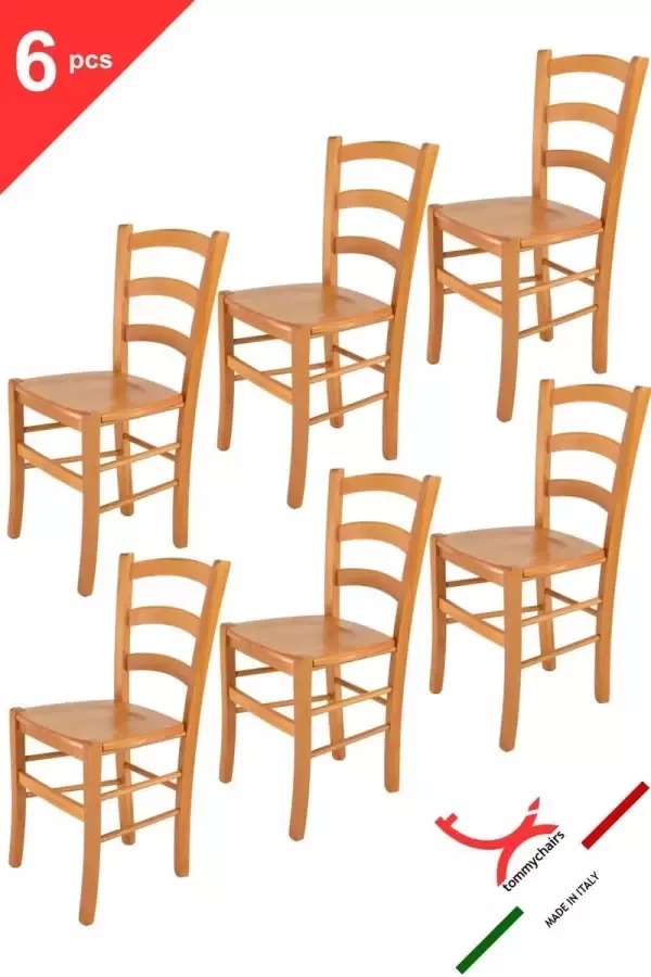 T m c s Tommychairs Venice Eetkamerstoelen Set van 6 Bruin Hout