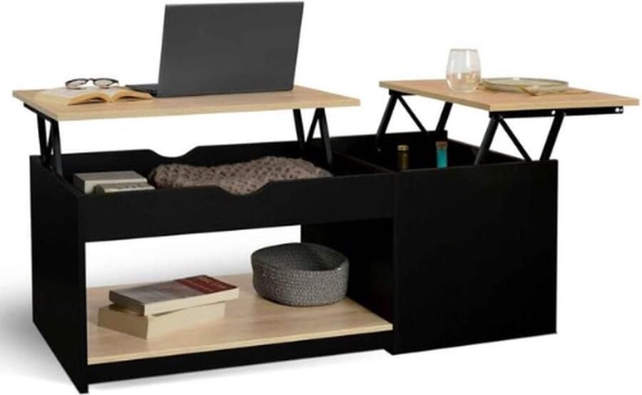 Tades Salontafel Salontafels Woonkamer Bijzettafel Bijzettafels Sidetable Salontafel Zwart Salontafel Met Opbergruimte Salontafel Vierkant Salontafel Industrieel Laptoptafel Bijzettafel Metaal Met Hout