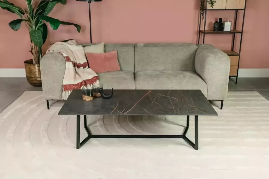 Tafelwinkel Salontafel Rechthoek Y-leg 140x70cm Dekton Laurent Goudbruine aderen Natuursteen Marmer