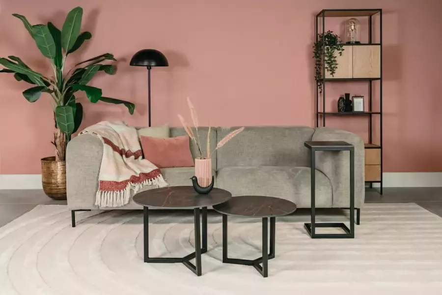Tafelwinkel Salontafel Set Rond Dekton Laurent Goudbruine aderen Natuursteen Marmer Ø 50 & Ø 60 cm