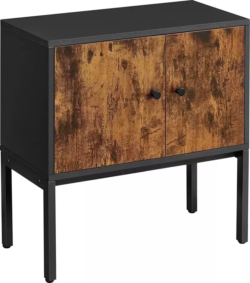 TAK Design TA Design Dressoir keukenkast met deuren bijzetkast opbergkast metalen frame multifunctionele kast 60 x 30 x 60 cm industrieel design vintage bruin-zwart