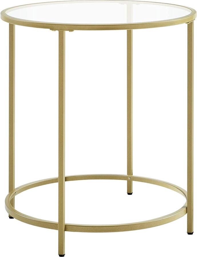 TAK Design A.T. Shop Bijzettafel rond glazen tafel met gouden metalen frame kleine salontafel nachtkastje sofa-tafel balkon robuust gehard glas decoratief goud LGT20G : Amazon.de: Keuken huisho