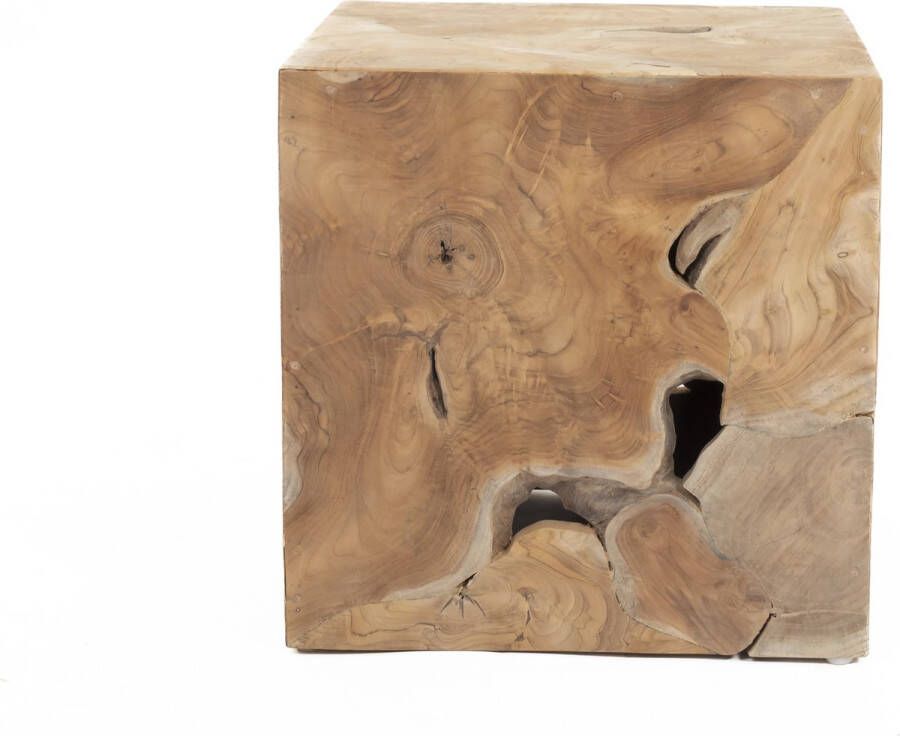 Tall Men Standing Bijzettafel Kruk Nachtkastje Mulio Kubus 40cm x 40cm x 40cm Teak hout Unieke vormen - Foto 2