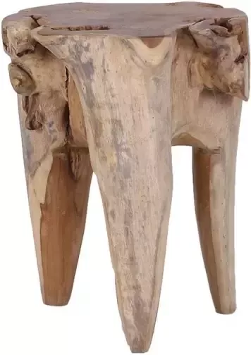 Tall Men Standing Houten kruk Nandi rond Natuurlijke ruige vorm Ø35 x H45 cm Handmade Teak Root hout