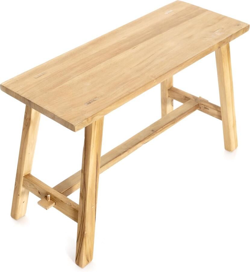 Tall Men Standing Houten Bankje Ganesja Large L78 x B30 x H50 cm Gerecycled Teakhout Handgemaakt Rustiek en Duurzaam