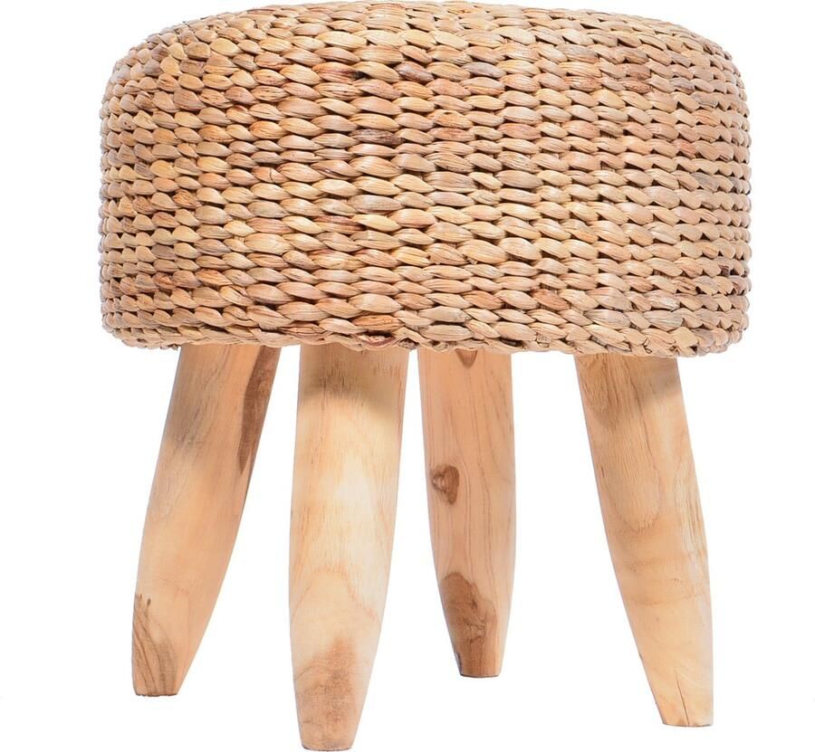 Tall Men Standing Kruk lotus rond gemaakt van gevlochten waterhyacint ø 42 H 45 cm