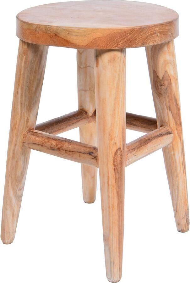 Tall Men Standing Rond krukje Jago van onbehandeld teakhout handgemaakt en duurzaam uit Indonesië - Foto 2