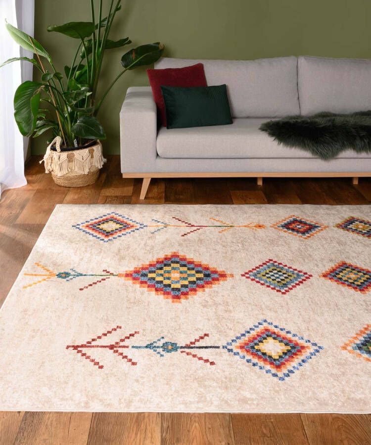 Tapeso Bohemian vloerkleed wasbaar Moderna multi 160x240 cm