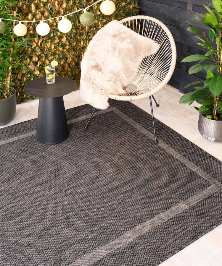 Tapeso Buitenkleed Sunset zwart 200x290 cm