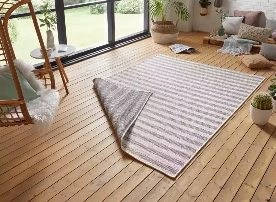 Tapeso Design binnen & buiten vloerkleed Delilia grijs crème 160x230 cm